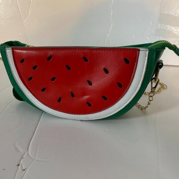 Gold-tone Chain Shoulder Strap Watermelon Women's Crossbody Bag Small - Picture 3 of 10